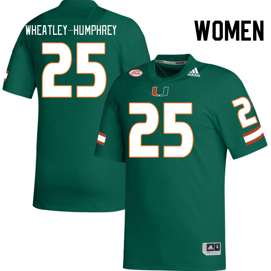 Women #25 Chris Wheatley-Humphrey Miami Hurricanes College Football Jerseys Stitched-Green